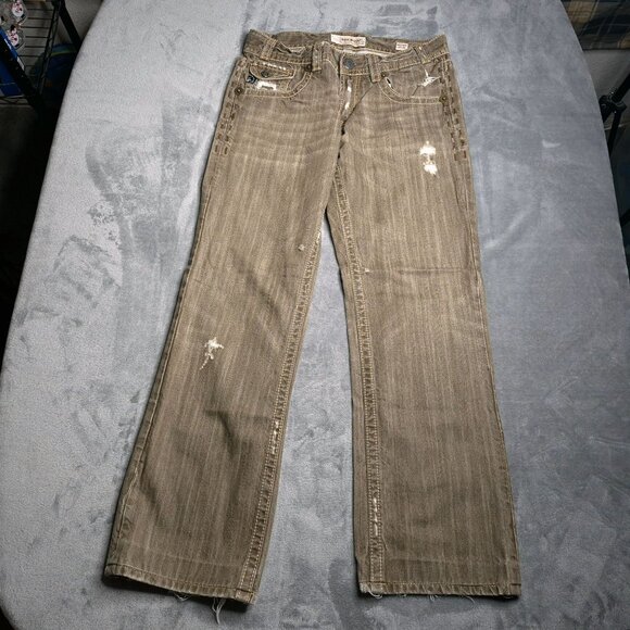 Mek Denim USA Mens Havana Jeans Distressed 32 Holes Wide Leg Relaxed Altered - Picture 4 of 10